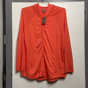 j jill women full zip hoodie medium sunset orange NWT